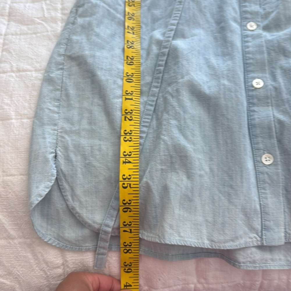 Adam Lippes chambray knee-length long sleeve Shirt Dress 10 - Picture 7 of 9